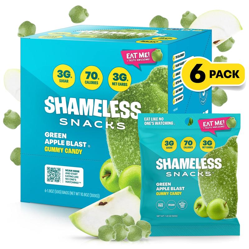Shameless Snacks Gummy Candy – Green Apple Blast