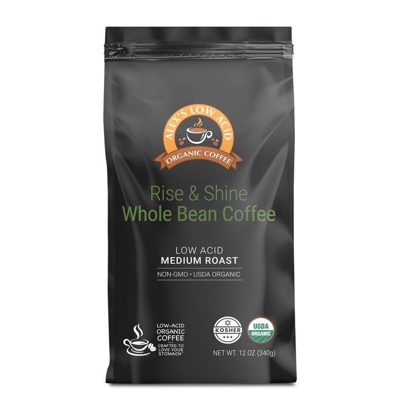 Alex\'s Low Acid Organic Coffee - Rise and Shine Whole Bean (12oz)