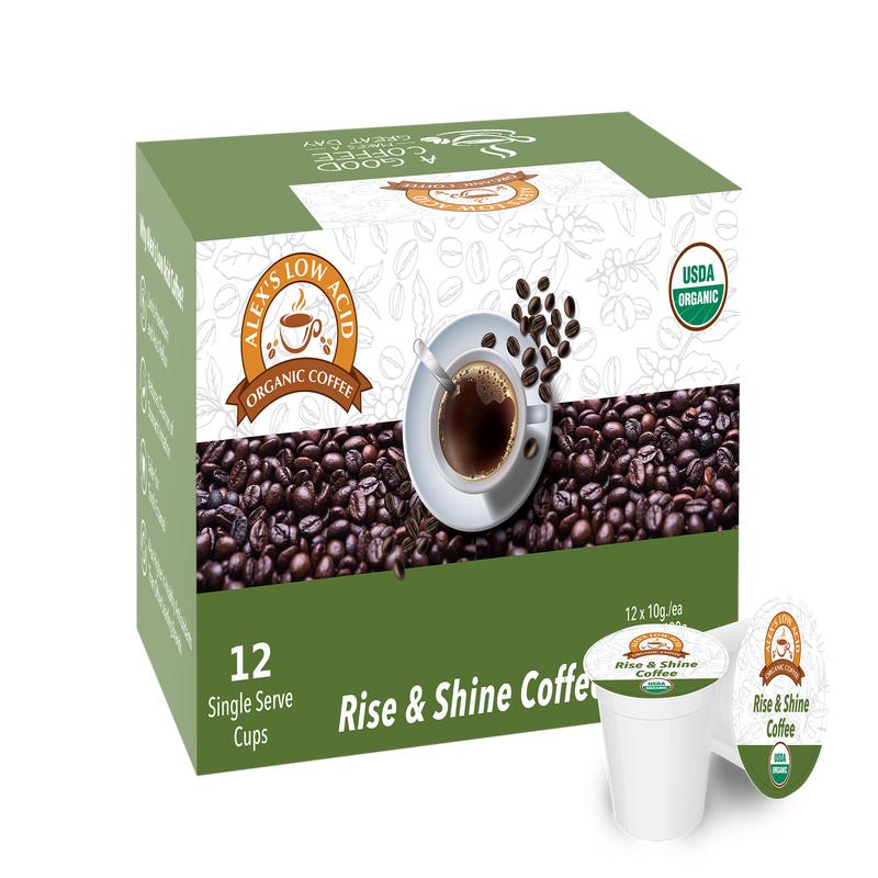 Alex\'s Low Acid Organic Coffee K-Cups - Rise & Shine
