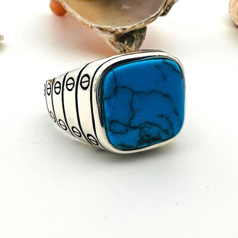 Blue Turquoise Stone Men\'s Ring