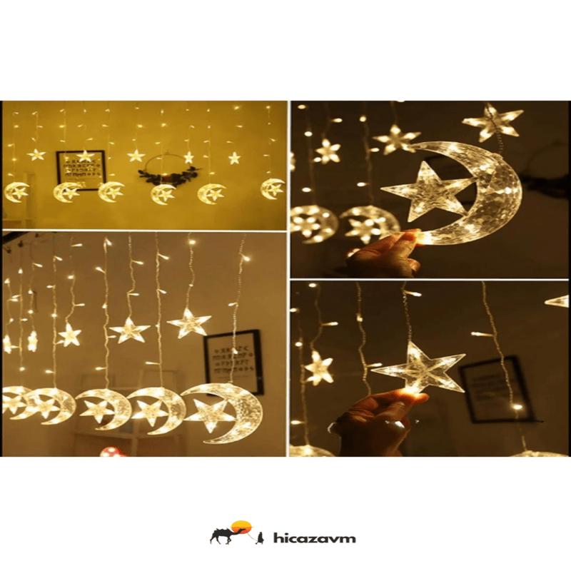 Crescent and Star Decorative Curtain LED