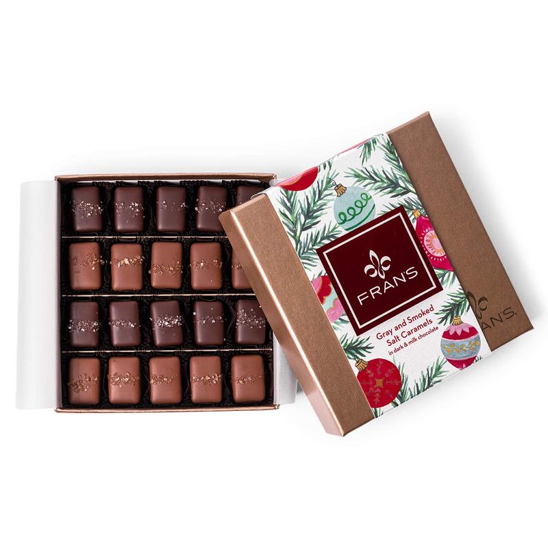 Salted Caramels In Chocolate Holiday Wrap Gift Box