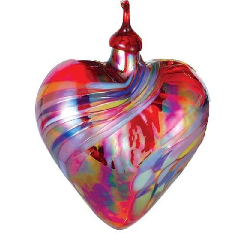 *Red Feather Twist Hand Blown Glass Heart Ornament