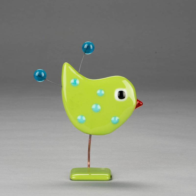 *Fused Glass Bird Lime