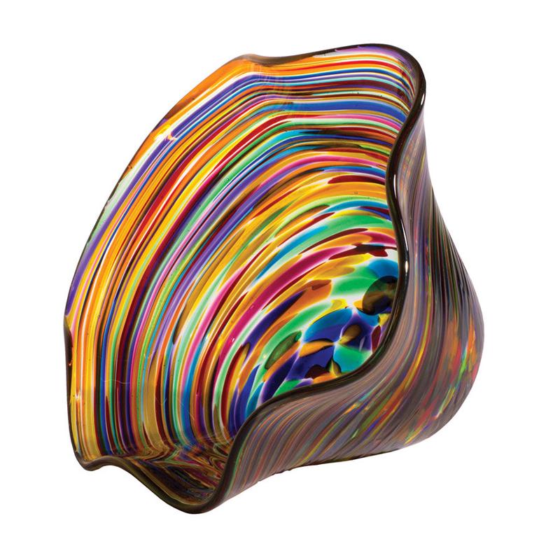 Hand Blown Glass Mini Wave Bowl Fiesta