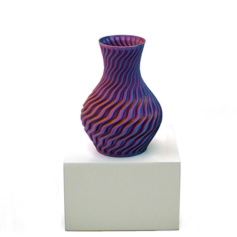 *Dragon Vase Pink Light Blue Gold 3 inch