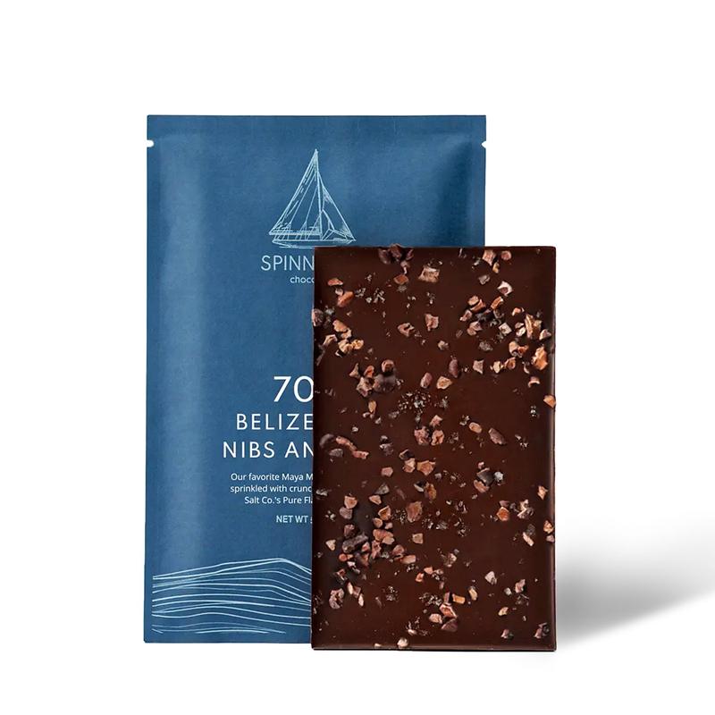 *70% Belize Nibs and Salt Chocolate Bar