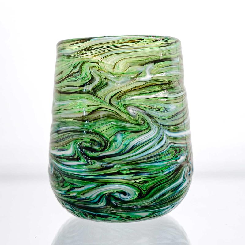 *Green Glass Votive / Cups Hand Blown