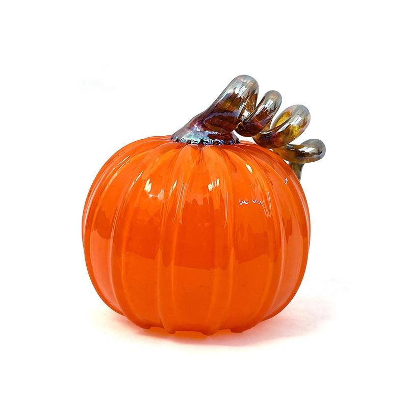 Orange Blown Glass Pumpkin