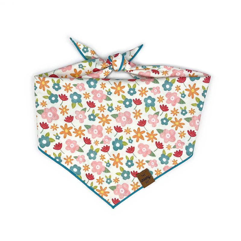 *Pink Floral Dog Bandana, Large