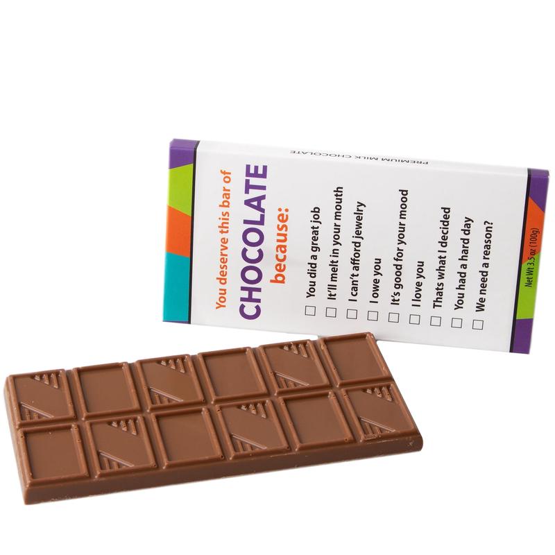 \'You Deserve This Bar of Chocolate Because\' Humor Chocolate Bar Favor