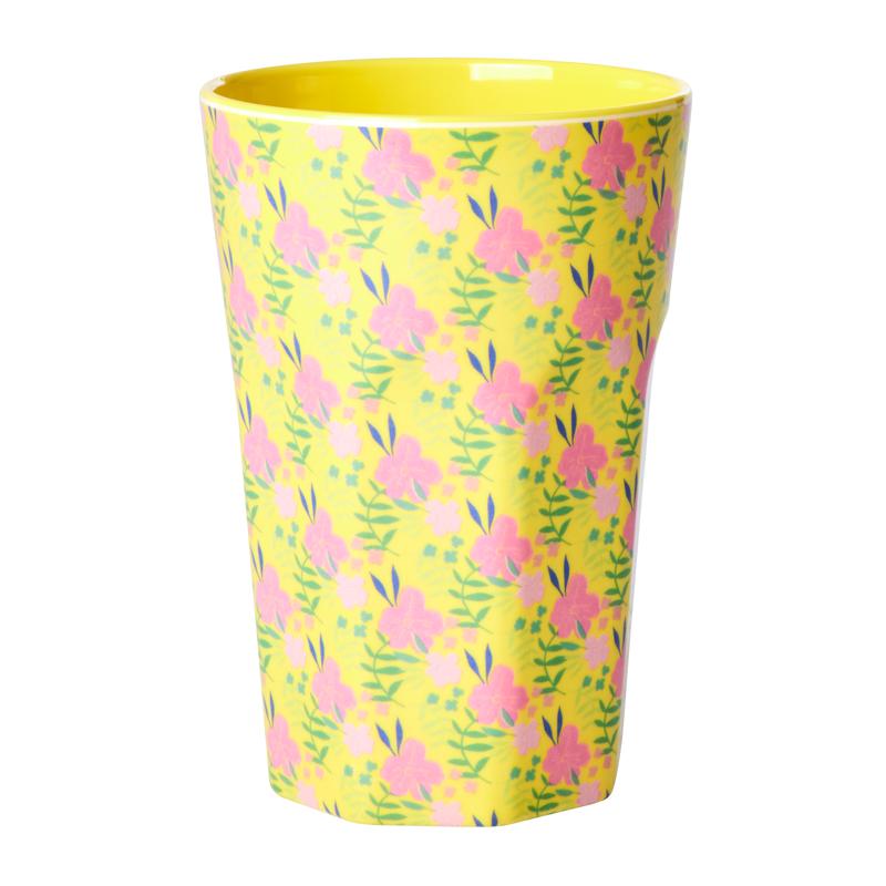 Melamine Tall Cup - Yellow - Sunny Days Print