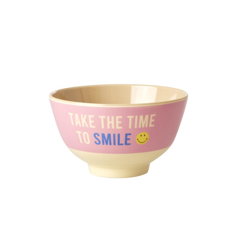 Small Melamine Bowl - Pink - Smiley