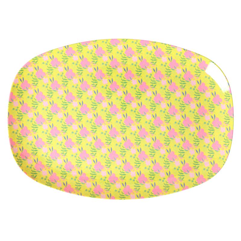 Medium Melamine Rectangular Plate - Yellow - Sunny Days Print