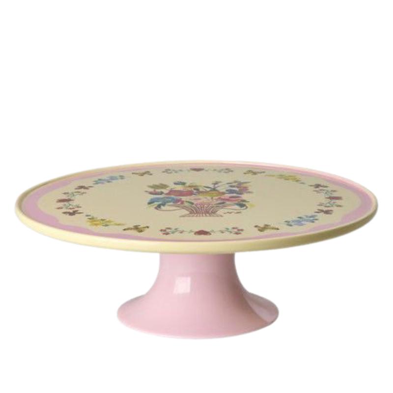 Melamine Cake Stand with Nathalie Lt Print - Low - Pink